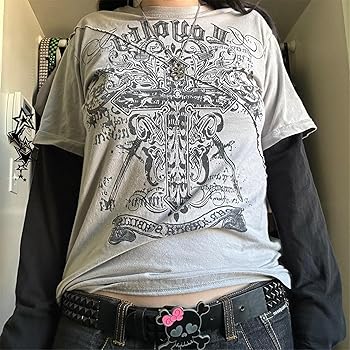 トップス Y's for men damaged long sleeve grunge Women Y2k Long Sleeve T-Shirt Crew Neck Slim Fit Graphic